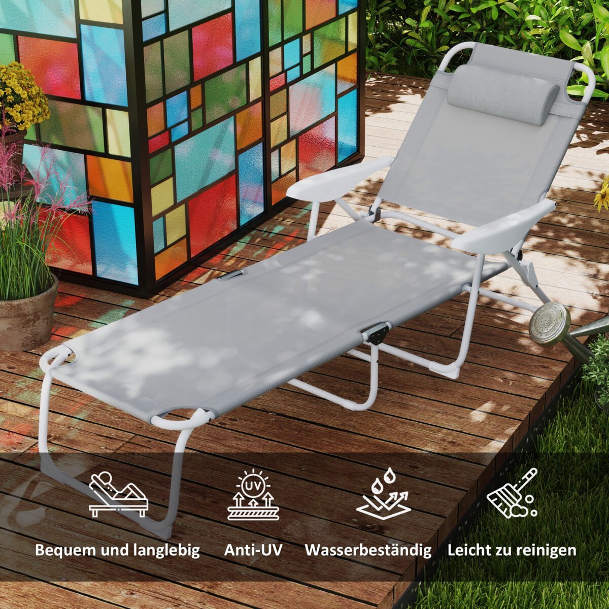 Sulankstomas sodo gultas su 4 padėčių reguliuojamu atlošu – Paveikslėlis 4