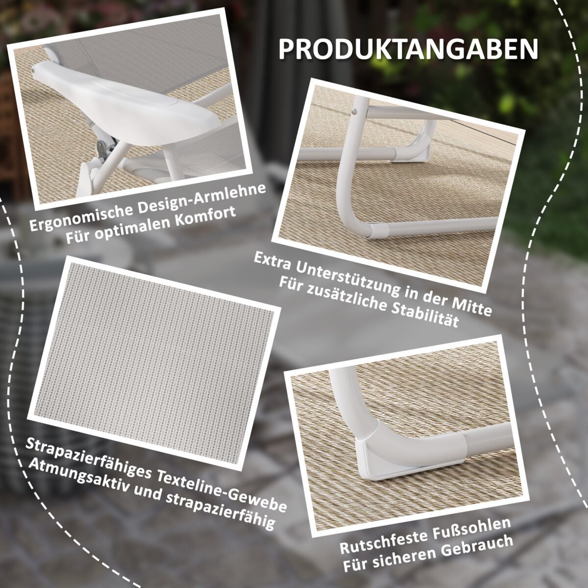 Sulankstomas sodo gultas su 4 padėčių reguliuojamu atlošu – Paveikslėlis 5