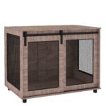 Šunų boksas namams ir transportui su užrakinamomis durelėmis – 98 x 60 x 78 cm