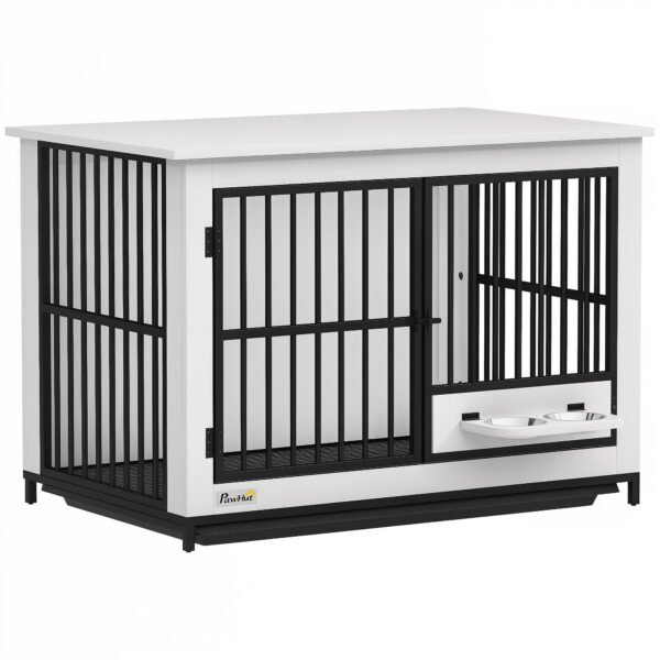 Šunų narvas mažiems ir dideliems šunims su 360° pasukamu dubenėlių laikikliu