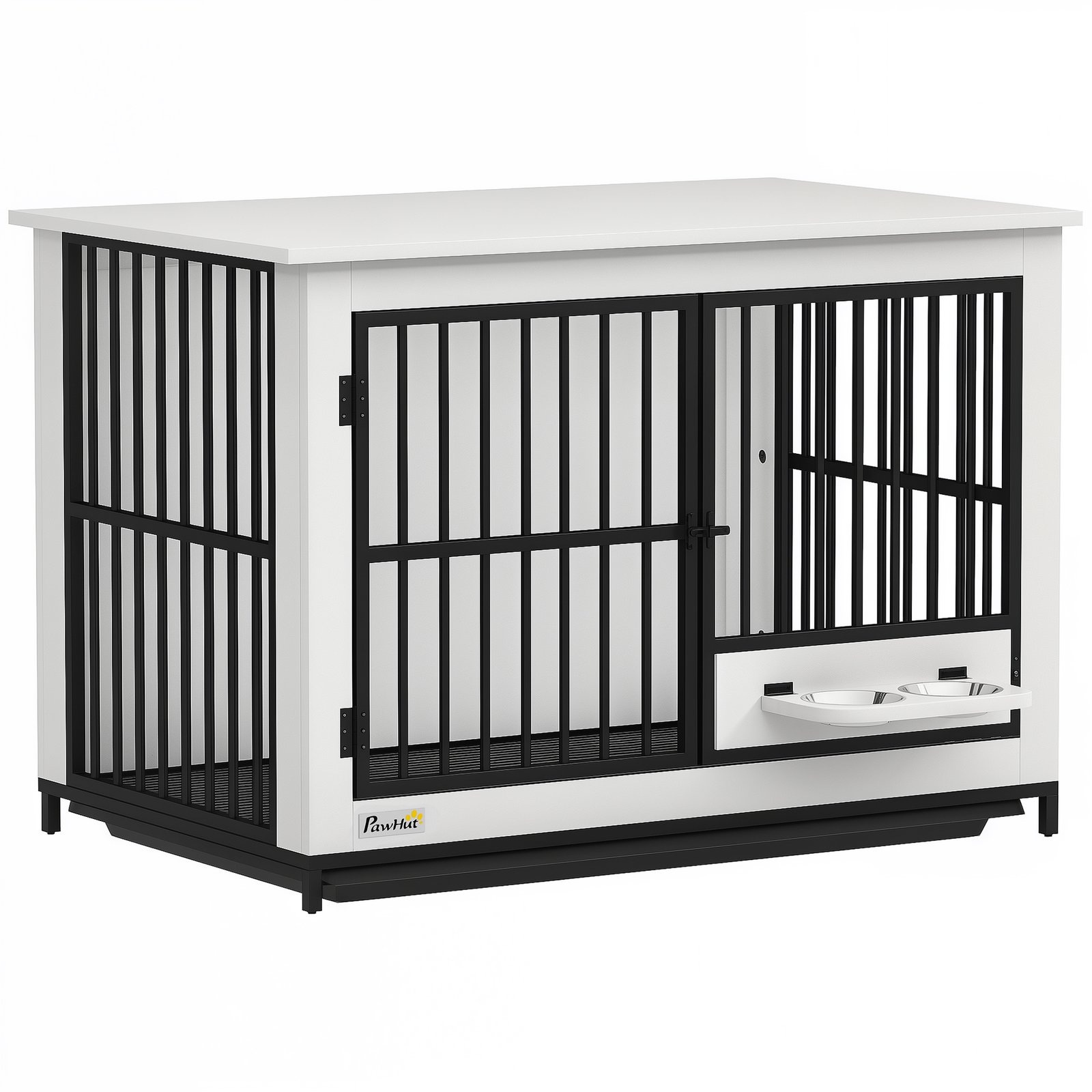 Šunų narvas mažiems ir dideliems šunims su 360° pasukamu dubenėlių laikikliu