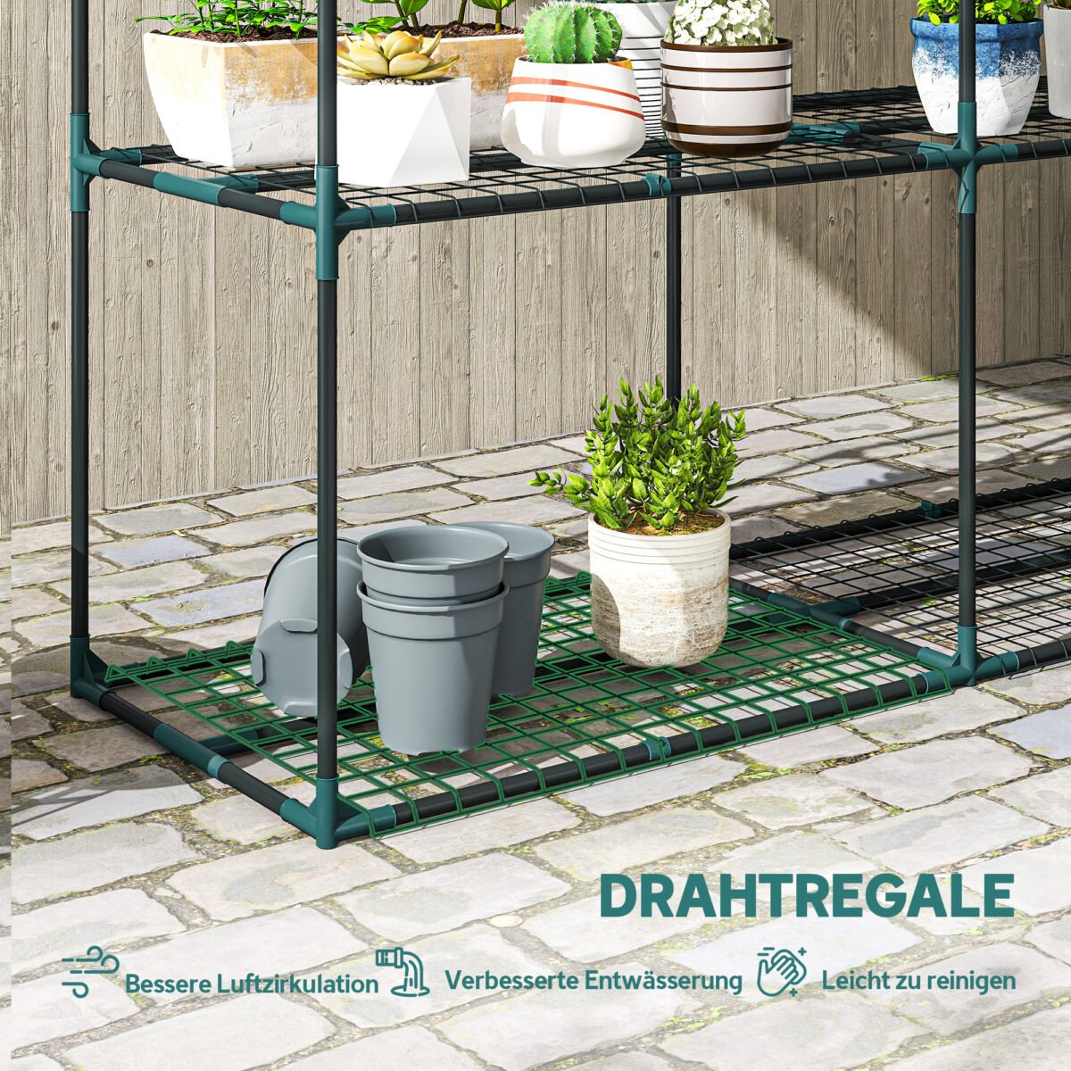 Trijų aukštų plieninis augalų stovas 100 cm aukščio – Paveikslėlis 5