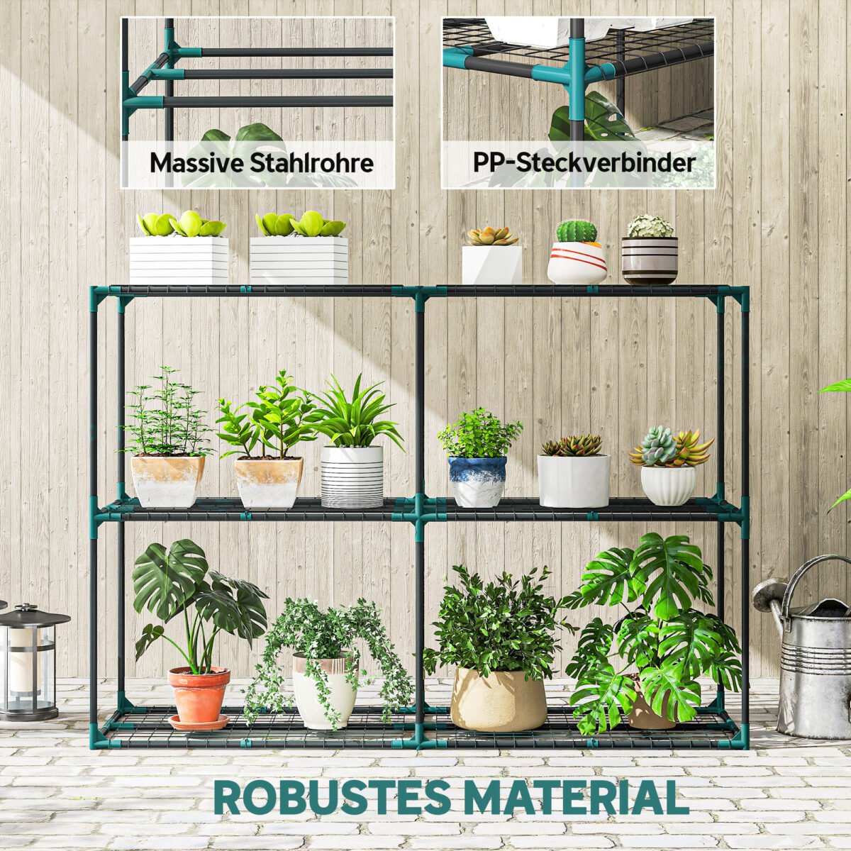 Trijų aukštų plieninis augalų stovas 100 cm aukščio – Paveikslėlis 6