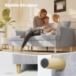 Trivietė sofa su kordo audinio apmušalais – Paveikslėlis 6