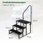 Universalūs metaliniai laiptai su turėklu ir neslystančiomis pakopomis (Juoda) – Paveikslėlis 5