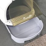 Uždara katės kraiko dėžė su ištraukiamu dugnu ir pėdučių valymo grotelėmis katėms iki 5 kg