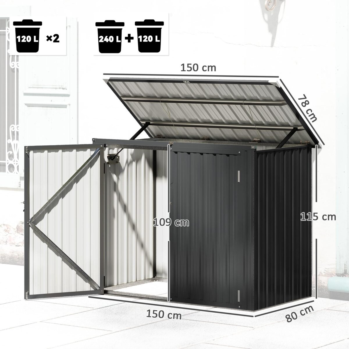 Užrakinama konteinerių slėptuvė dviem konteineriams – Paveikslėlis 3