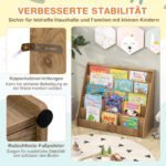 Vaikiška knygų lentyna su 5 skyriais ir priekine ekspozicija (Natūrali) – Paveikslėlis 4