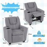 Vaikiškas minkštas krėslas su poilsio funkcija ir reguliuojama atlošo padėtimi (Pilka) – Paveikslėlis 2