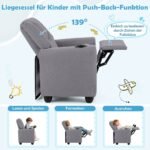 Vaikiškas minkštas krėslas su poilsio funkcija ir reguliuojama atlošo padėtimi (Pilka) – Paveikslėlis 3