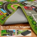 Vaikiškas neslystantis žaidimų kilimėlis miesto motyvu