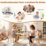 Vaikiškas staliukas su 2 kėdėmis ir medinėmis kojomis (Balta) – Paveikslėlis 5