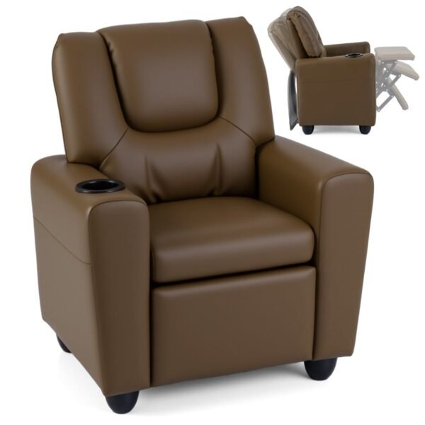 Vaikų fotelis su reguliuojama atlošo funkcija ir kojų atrama (Ruda)