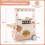 Vaikų medinis žaidimų maisto vagonėlis su picos krosnele (Rožinė) – Paveikslėlis 2