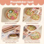 Vaikų medinis žaidimų maisto vagonėlis su picos krosnele (Rožinė) – Paveikslėlis 3