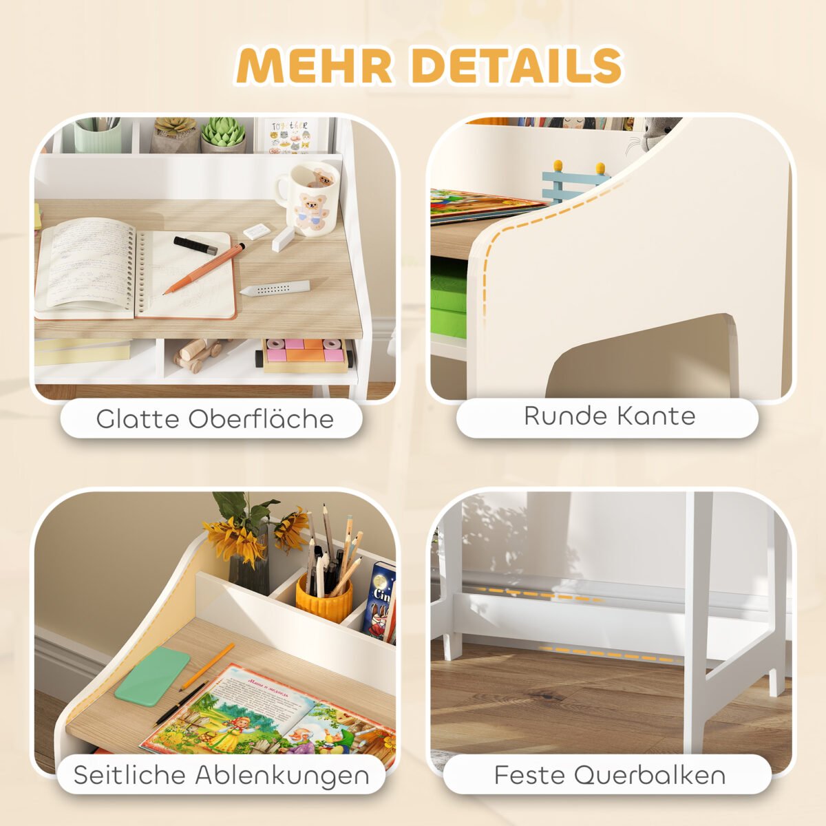 Vaikų rašomasis stalas ir kėdė su daiktų laikymo skyriais 3-8 metų – Paveikslėlis 7