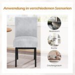 Valgomojo kėdės su paminkštinta sėdyne ir guminės medienos kojomis 2 vnt. (Pilka) – Paveikslėlis 3