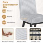 Valgomojo kėdės su paminkštinta sėdyne ir guminės medienos kojomis 2 vnt. (Pilka) – Paveikslėlis 4