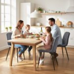 Valgomojo kėdžių komplektas (4 vnt.) su aksominio audinio apmušalu ir metalinėmis kojomis – Paveikslėlis 7