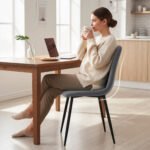 Valgomojo kėdžių komplektas (4 vnt.) su aksominio audinio apmušalu ir metalinėmis kojomis – Paveikslėlis 8