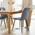 Valgomojo kėdžių komplektas (4 vnt.) su aksominio audinio apmušalu ir metalinėmis kojomis – Paveikslėlis 9