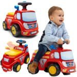 Važiuojamoji ugniagesių mašinėlė su garso signalu ir daiktadėže