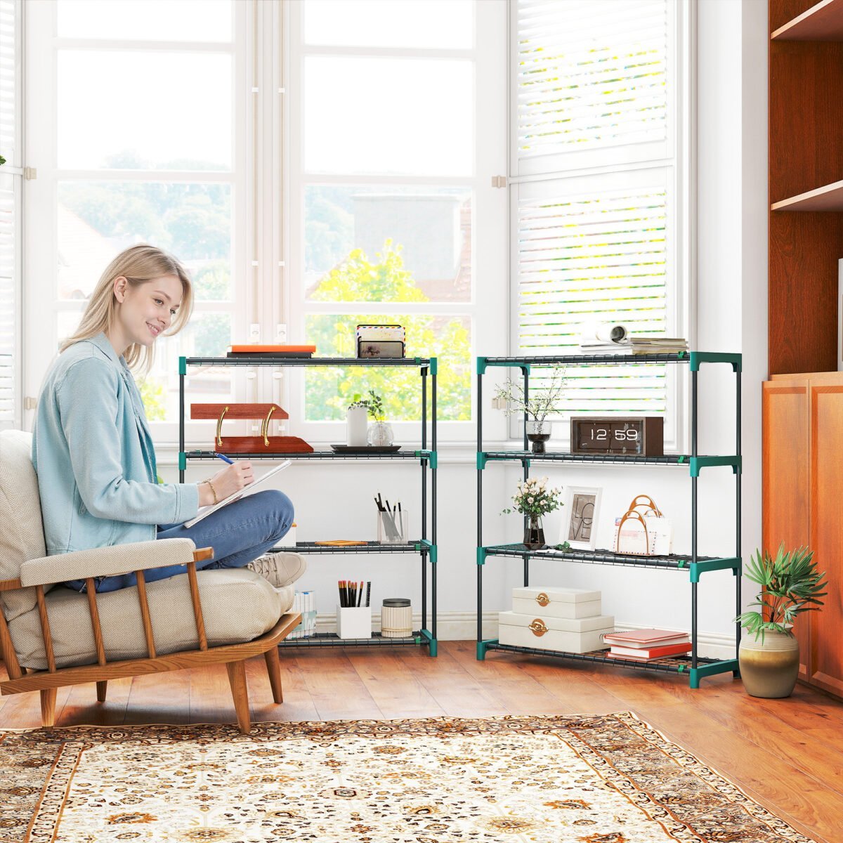 Vidaus ir lauko erdvėms skirtas 4 aukštų augalų stovas (2 vnt.), 104 cm aukščio – Paveikslėlis 7