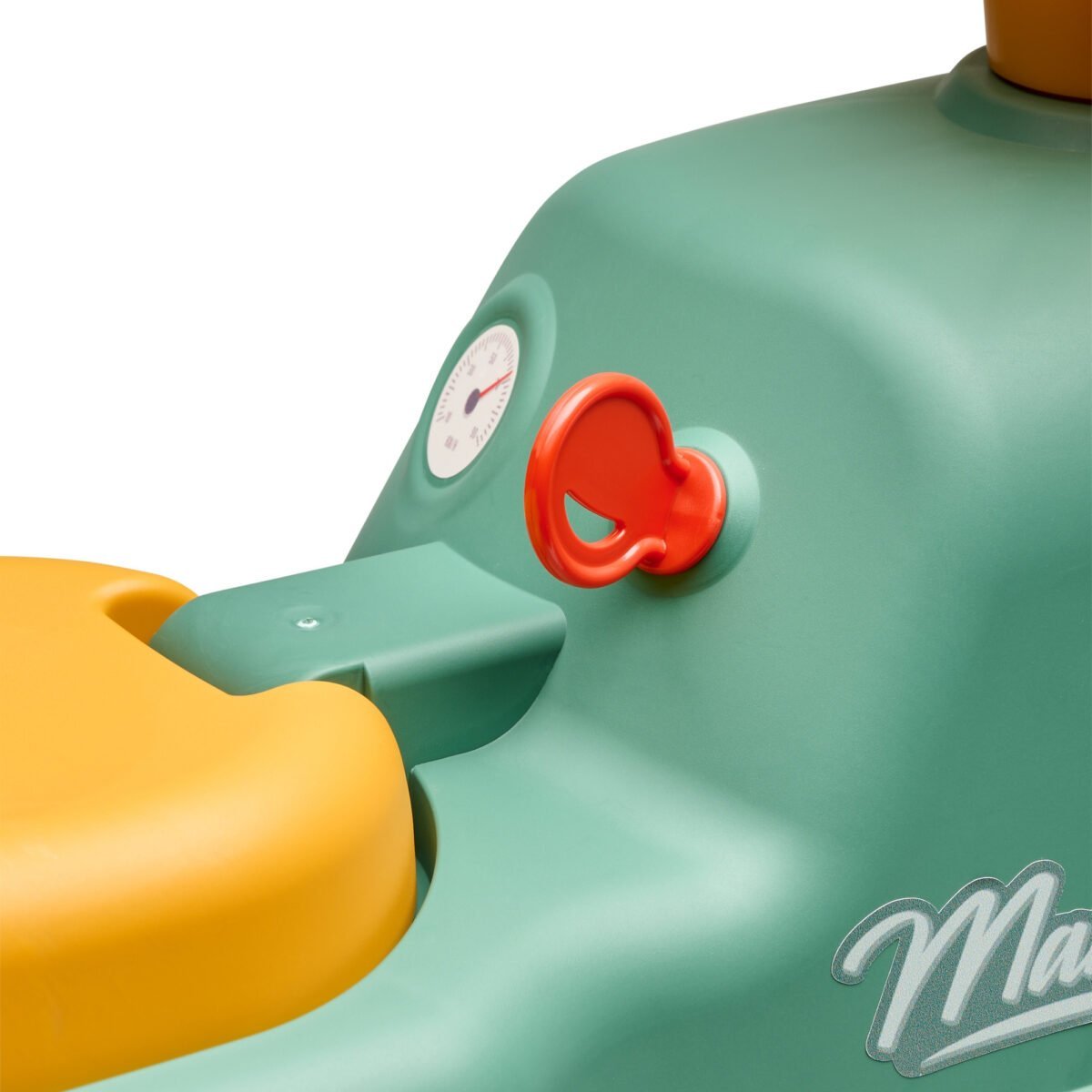 Vintažinis paspiriamas žalias traktoriukas su priekaba – Paveikslėlis 7