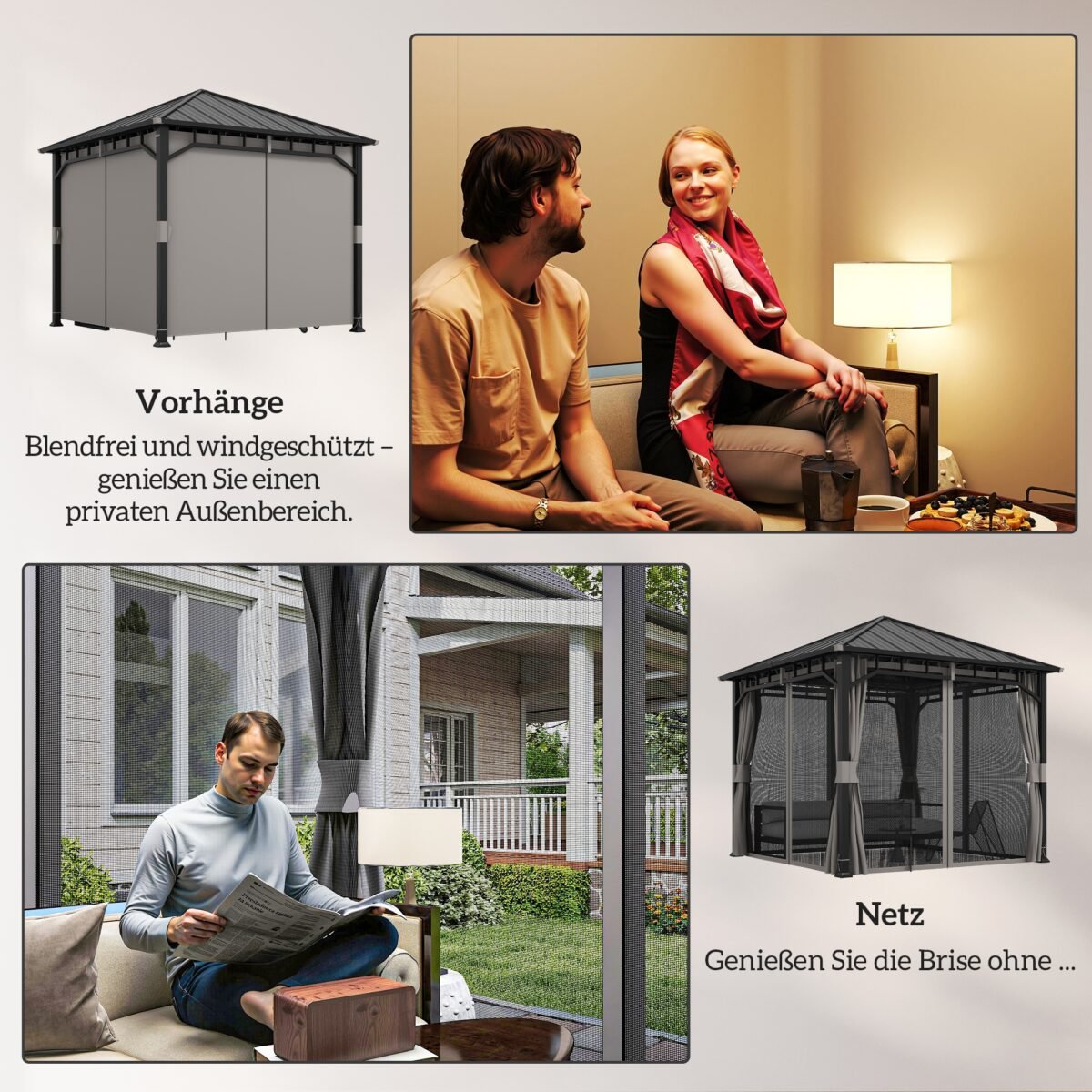 Visasezonis sodo paviljonas 3x3 m su tvirtu stogu, šoninėmis užuolaidomis ir tinklais – Paveikslėlis 6