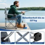 Ypač tvirta sulankstoma kempingo kėdė su aušintuvu ir gėrimų laikikliu (Pilka) – Paveikslėlis 3