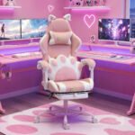 Žaidimų kėdė su kačių ausimis ir atlošiama kojų atrama – Paveikslėlis 2