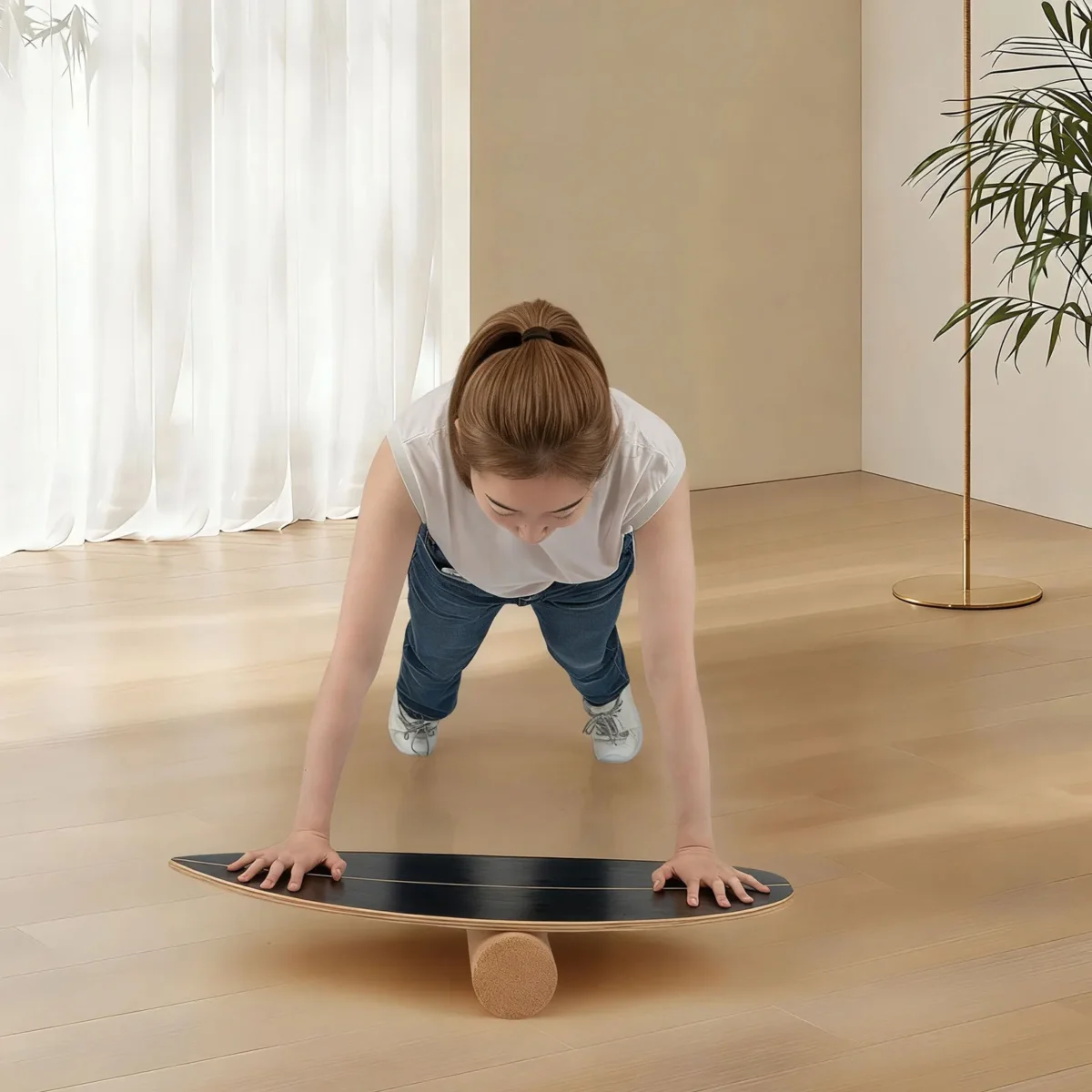 Balanso lenta su korko voleliu ir laikymo stovu (Juoda) – Paveikslėlis 3