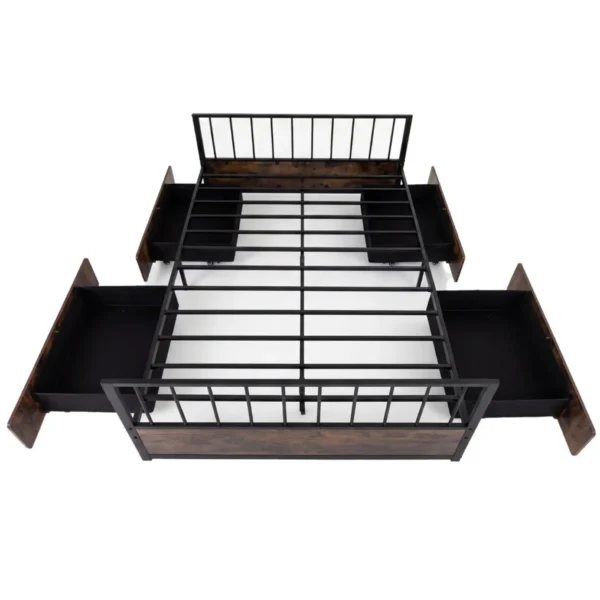 Dvigulė lova 140 x 200 cm su 2 stalčiais ir grotelėmis (Rustikinė ruda)