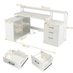 L formos kompiuterinis stalas su įkrovimo stotele (Balta) – Paveikslėlis 4