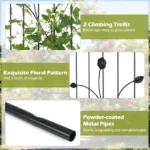 Metalinis sodo arkos stovas su rakinamais varteliais ir atramomis augalams (Juoda) – Paveikslėlis 6