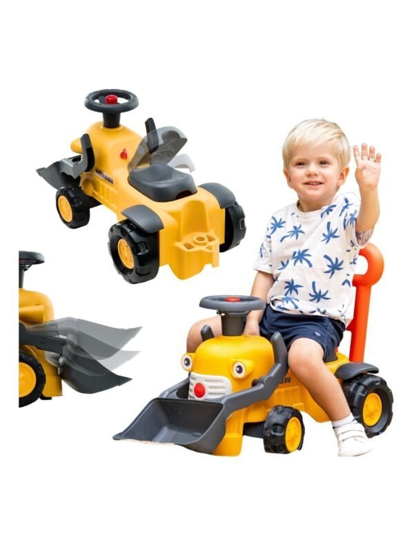 Paspiriamasis traktorius su kaušu ir stumduku