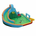 Pripučiama vandens čiuožykla ir batutas su laipiojimo siena