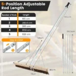 Reguliuojamas teleskopinis stogo valymo įrankis su aliuminio strypais (Sidabrinė) – Paveikslėlis 5