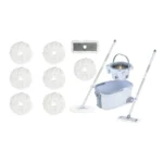 Universalus grindų plovimo rinkinys su kibiru ir dviejų tipų šluostėmis (Mėlyna)