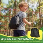 10 m Ninja linijos rinkinys su laipiojimo tinklu, kopėčiomis ir gimnastikos žiedais 3-6 metų vaikams – Paveikslėlis 7