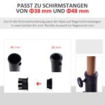 15 kg kvadratinis skėčio stovas – stiebams iki 48 mm skersmens – Paveikslėlis 6