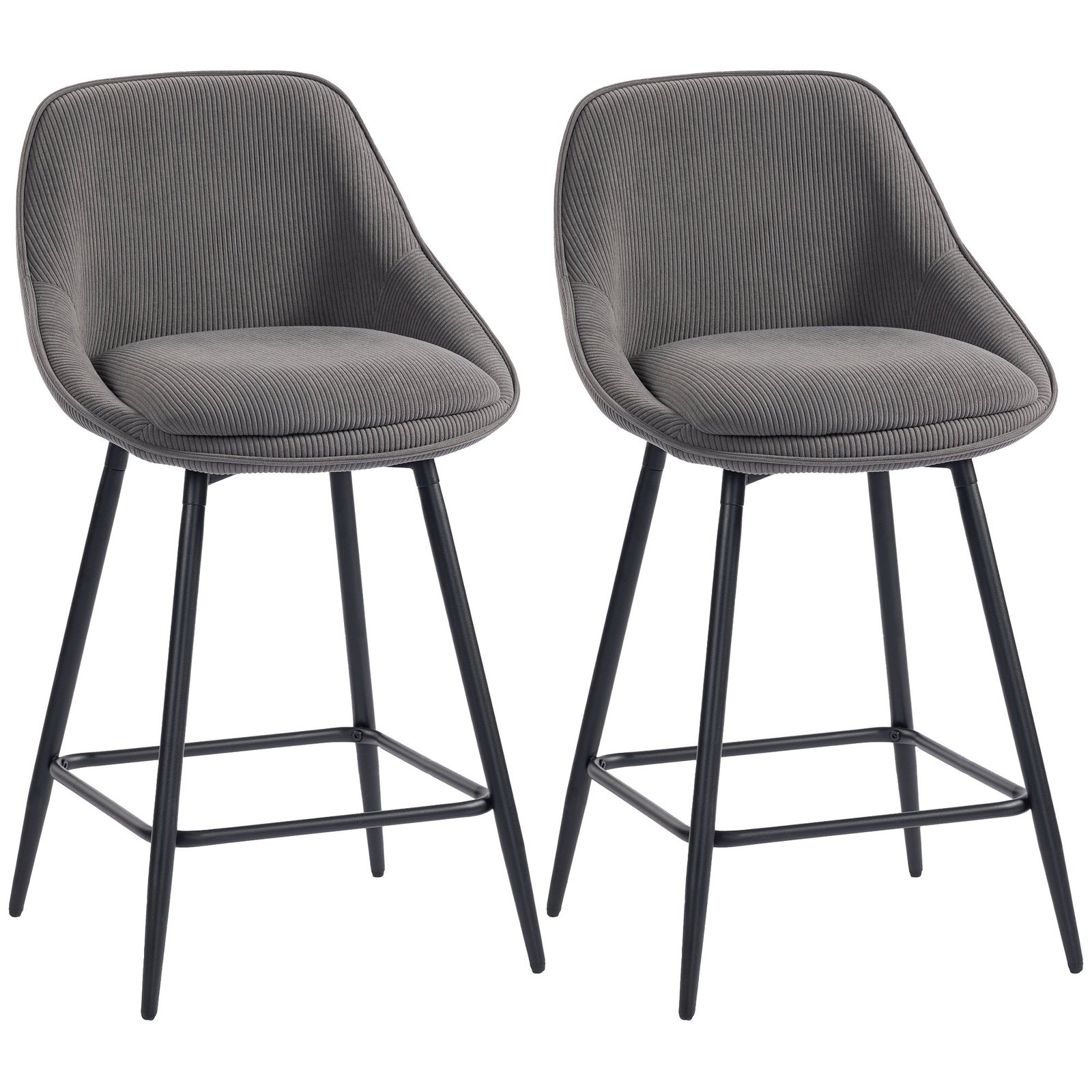 2 baro kėdės su rifliuoto audinio apmušalu ir plieninėmis kojomis