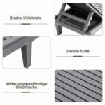 2 dalių lauko gultų komplektas su 5 reguliuojamomis atlošo padėtimis (Pilka) – Paveikslėlis 5