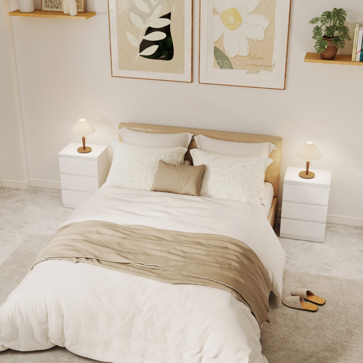 Minimalistinio dizaino naktinių staliukų komplektas (2 vnt.) su 3 stalčiais – Paveikslėlis 8