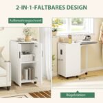 2-in-1 spintelė su sulankstoma lyginimo lenta, ratukais ir reguliuojama lentyna – Paveikslėlis 4