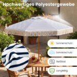 2 metrų skersmens lauko skėtis su kutais (Mėlyna)