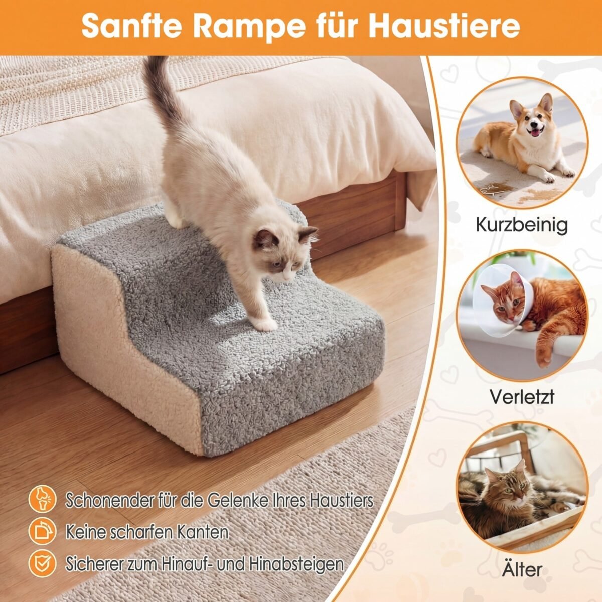 2 pakopų putplasčio rampa gyvūnams su neslystančiu paviršiumi (Pilka ir balta) – Paveikslėlis 4