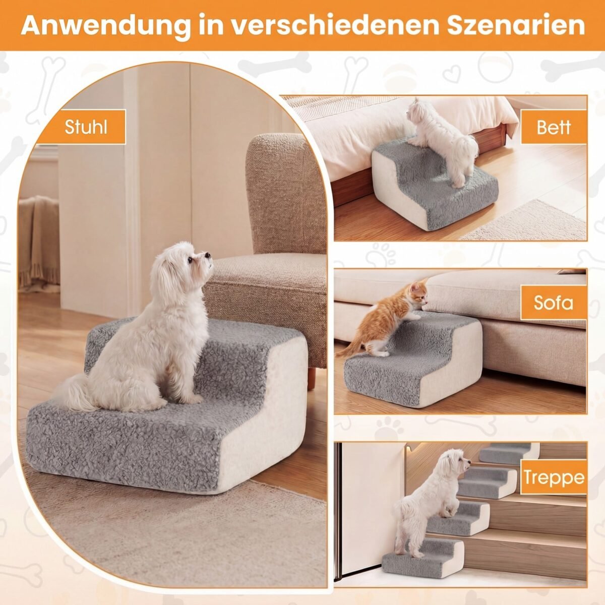 2 pakopų putplasčio rampa gyvūnams su neslystančiu paviršiumi (Pilka ir balta) – Paveikslėlis 5