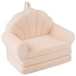 2 viename išskleidžiamas vaikiškas sofa-fotelis su miego funkcija (Smėlio)