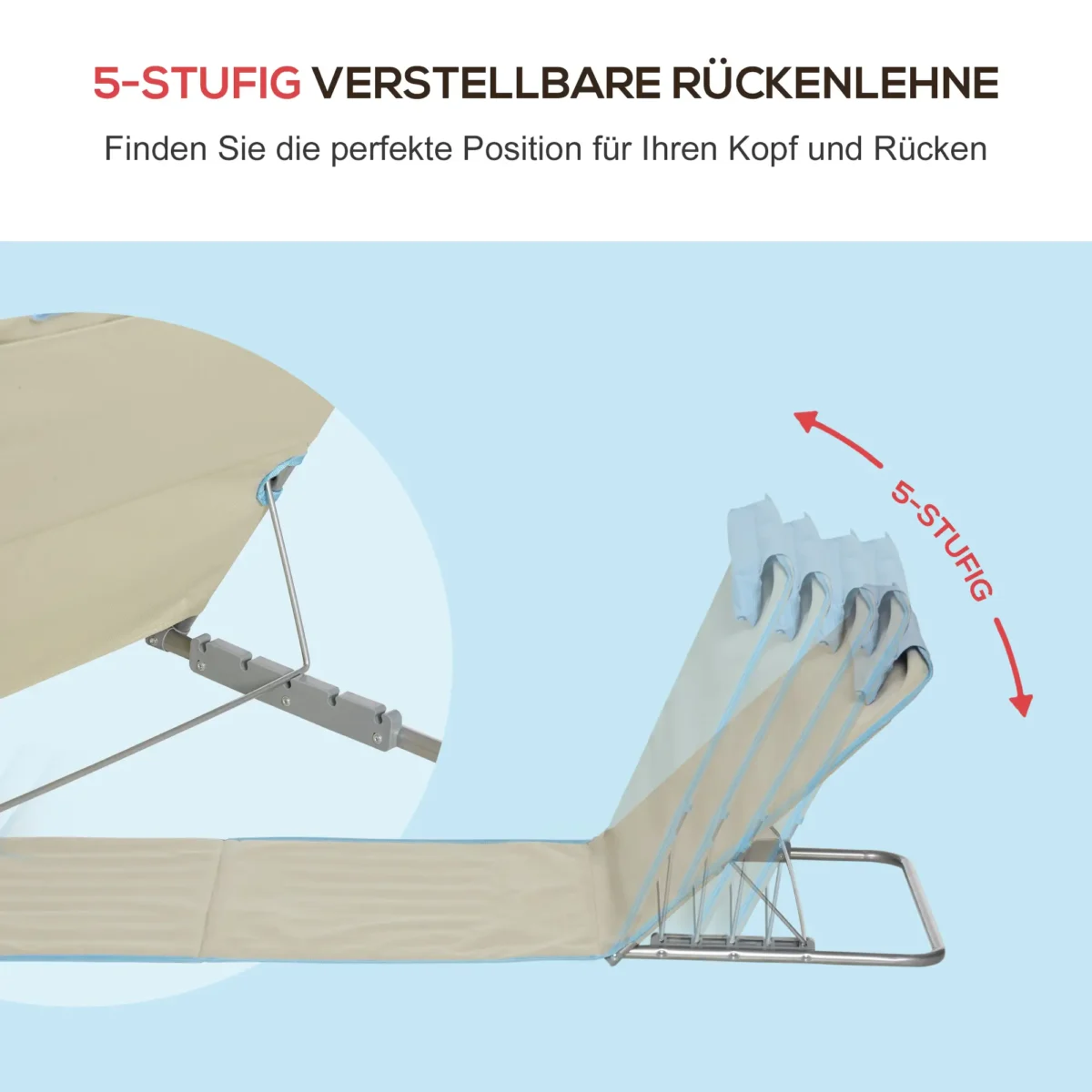 2 vnt. reguliuojamų sulankstomų paplūdimio gultų su nešiojimo krepšiu – Paveikslėlis 6